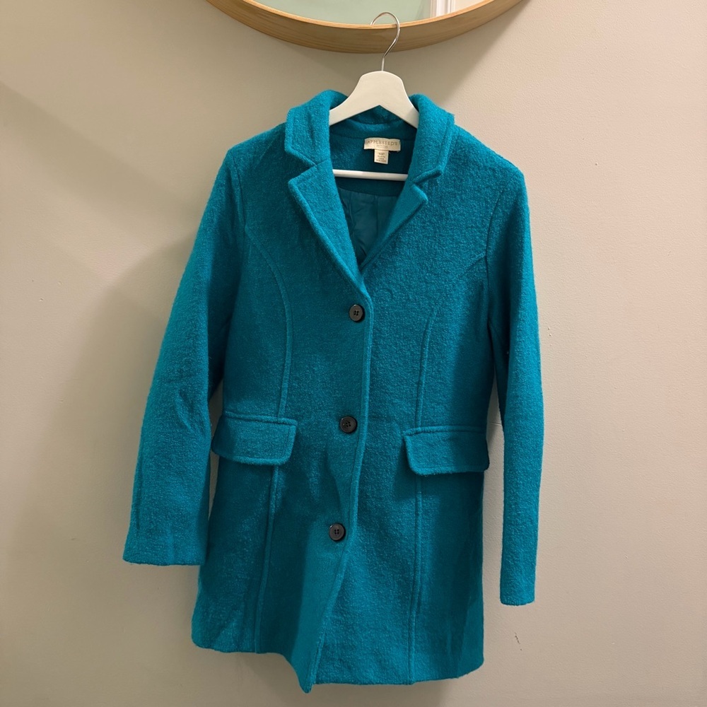 Gorgeous Timeless Teal 100% Wool Fully Lined Tailored Coat